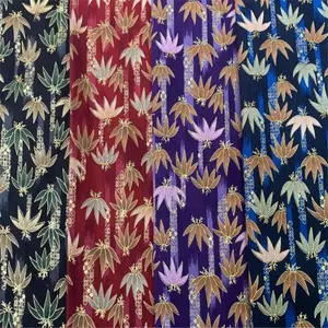 Good Bulk Price Natural Cotton Fabric with Bamboo Stamp Bronzing Print for Sofa Cover Kimono
