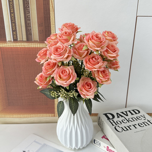 Fiori Artificiali di Seta all'Ingrosso, 24 Teste di Rose Felici di Alta Qualità per Decorazione d'Interni - Product Image 3