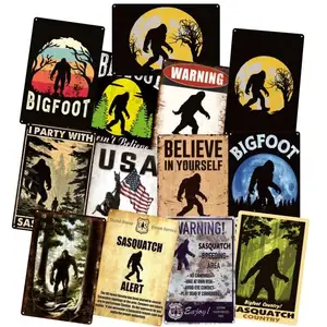 Retro Tin Sign Bigfoot Sasquatch Metal Poster Man Cave Bar Pub Decor