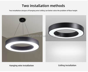 Illuminazione commerciale Hotel Cafe salone oro bianco nero ciondolo rotondo personalizzato moderno lampadario circolare luce a Led - Product Image 5