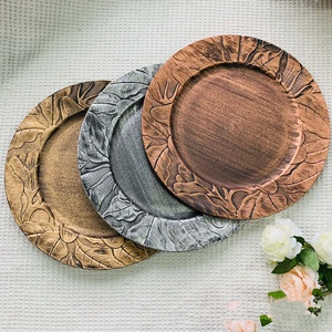 Argent rond en relief impression Vintage en détresse motifs uniques plateaux cadeaux en gros fruits bol plateau décoratif chargeur assiettes - Product Image 1