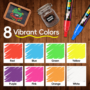 Cửa sổ Phấn đánh dấu cho xe ô tô thủy tinh có thể giặt được, 8 màu sắc Jumbo lỏng phấn Bút Đánh Dấu với 6mm <span class=keywords><strong>3</strong></span> trong <span class=keywords><strong>1</strong></span> Nib rộng tip - Product Image 5