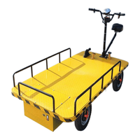 Chariot de transport électrique à plateforme à 4 roues, certifié CE, 800-1000 kg, à batterie, pour entrepôt et marchandises plates