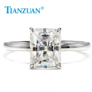 7*9mm 3ct radiant shape Simple Ring Band 925 Sterling Silver D Color VVS Moissanite Diamond Ring Jewelry gift dating wedding