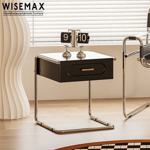 WISEMAX – meuble de chambre à coucher moderne, <span class=keywords><strong>cube</strong></span> <span class=keywords><strong>noir</strong></span>, armoire de <span class=keywords><strong>chevet</strong></span> en bois, tiroirs de rangement, table de nuit avec base en métal - Product Image 2