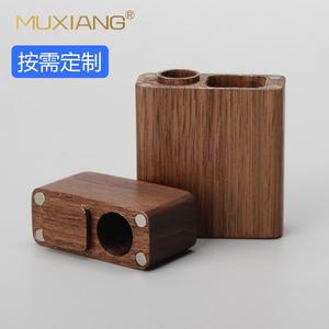 Muxiang Solid Wood Cigarette Box Black Walnut Rectangular Handmade Dugout Case For Export - Product Image 1