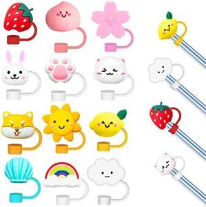 Capuchon de paille à boire papillon double couche personnalisé étui de paille créatif-motif de fleurs-cache-poussière détachable pour les fêtes - Product Image 6