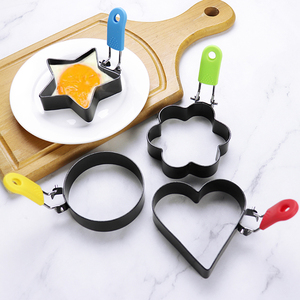 Anillos para freír huevos de alta calidad con cuatro formas, moldes profesionales de acero inoxidable con mango de TPR colorido para cocinar en la cocina - Product Image 2