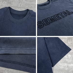 Custom Designer Boxy Shirt for Men 100% Cotton Embroidered Oversized Cropped T-Shirt Vintage Distressed Acid Wash T Shirt - Product Image 3