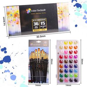 In Stock Fast Shipping 36 Water <b>Color</b> Art Painting Set for Creativity and Relaxation with 15 Nylon Paint Brushes - Product Image 3