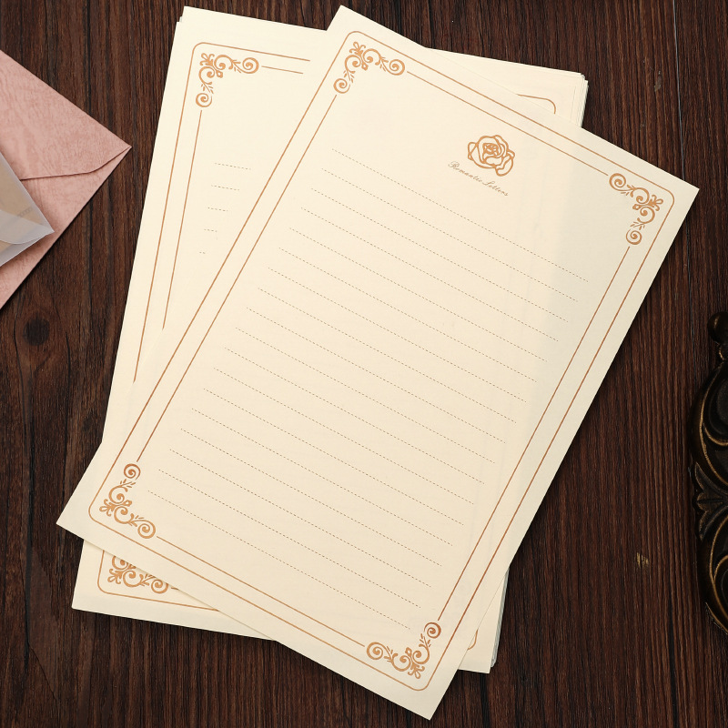 (8 sheets of white A5 rose letter paper)