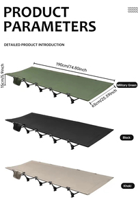 Cama de Camping Plegable Portátil de Alta Calidad y Gran Capacidad de Carga, Tejido Transpirable, CJJC0001-2black Plegable, en Oferta - Product Image 3