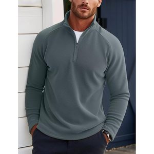 Sudadera de Forro Polar con Cierre de Cremallera para Hombre, Ligera, Térmica, Corte Regular, Cuello Alto, Material de Poliéster - Product Image 3