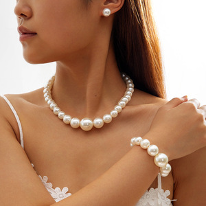 خمر العصرية لؤلؤ تقليد مطرز بالخرز قلادة مجموعة مجوهرات نسائية راقية هدية حفل زفاف هندسية - Product Image 6