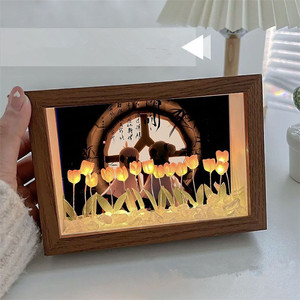 Foto personalizzate tulipano fiore LED <span class=keywords><strong>notte</strong></span> Light3d lampada da tavolo in vetro romantico artificiale decorazione camera da letto lampada da tavolo - Product Image 5