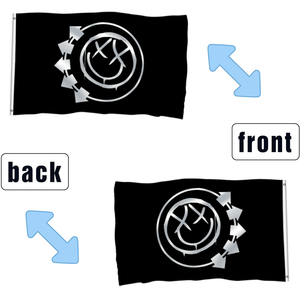 3x5フィート Blink-182 バンドロゴ旗（スマイリーフェイス付き）、両面ポリエステル製バナー、パンクロックファン向け - Product Image 2