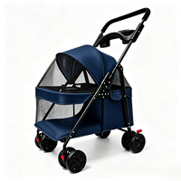 Poussette pliable légère en métal pour animaux de compagnie, 4 roues, antichoc, pour chiens et chats de petite et moyenne taille