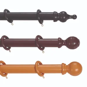 Foshan fitting room wooden roman curtain pole rod set with brackets