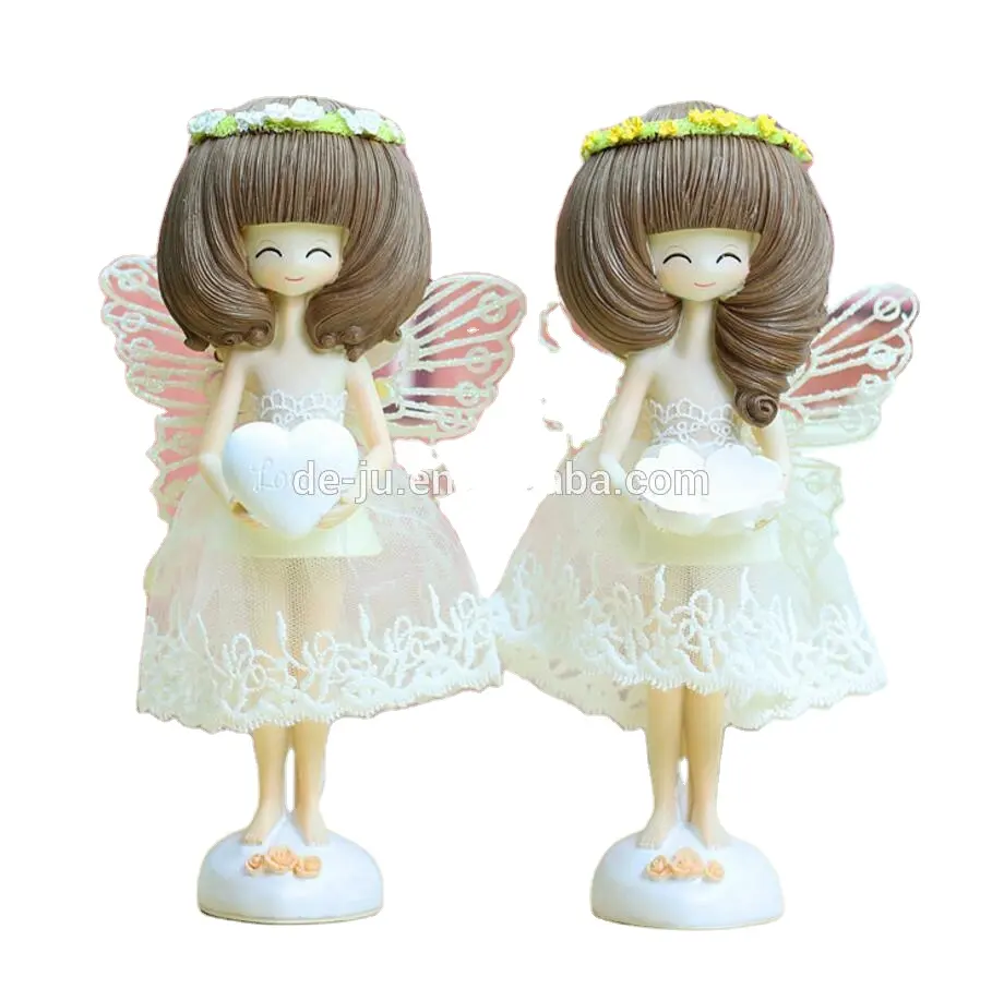 Figurines d'ange miniatures modernes en forme de cœur blanc pour fille