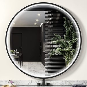 2025 nhà hiện đại treo tường lớn chống sương mù phòng tắm chiếu sáng khung gương trang điểm với ống kính nhôm Led - Product Image 2