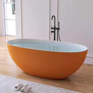 Baignoire autoportante moderne en aluminium pour bain profond avec drain, pour hôtel, en pierre artificielle orange, directement de l'usine - Product Image 1