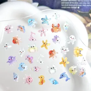 30 Piezas de Decoraciones de Uñas de Resina con Múltiples Estilos: Lindos Pulpos, Conchas, Estrellas de Mar y Delfines Luminosos de Dibujos Animados con Ojos Grandes para DIY - Product Image 4