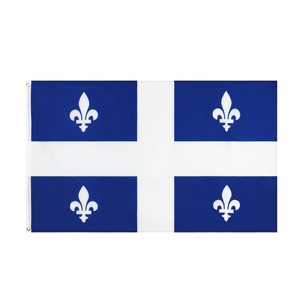 3X5FT Impresión de doble cara listo para nave Quebec provincia canadiense de bandera