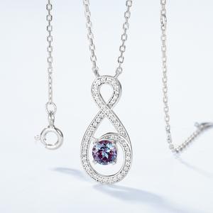 Collar de <span class=keywords><strong>Plata</strong></span> de Ley <span class=keywords><strong>925</strong></span> con Alejandrita, Símbolo Infinito Vermeil, Cadena de Clavícula de Lujo Ligero para Mujer - Product Image 2