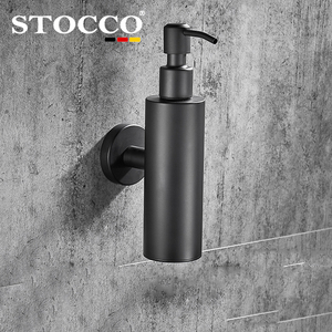 Distributeur de savon liquide sans contact pour salle de bain, écologique, noir mat, mural, en acier inoxydable, avec pompe à lotion - Product Image 4