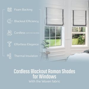Stores romains occultants sans fil à commande par cordon, sur mesure, de qualité supérieure, pour fenêtre - Product Image 2