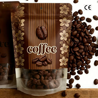 Sacs d'emballage pour café résistants à l'humidité, sachets refermables à fond plat avec fermeture éclair en aluminium pour l'emballage du café