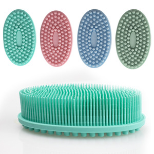Hot Sale Custom logo Premium Silicone Bath <b>Brush</b> Scrubber Exfoliating Back Face Hair <b>Scalp</b> <b>Brush</b> Black Silicone Body Scrubber - Product Image 1