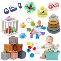 Jouet éducatif pour bébés de 0 à 2 ans, blocs de construction en caoutchouc souple, boîte sensorielle de correspondance numérique, boîte de combinaison