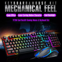 Clavier et souris filaires pour jeux TWOLF TF200, ordinateur, rétroéclairage pour PC de bureau, lumière arc-en-ciel LED