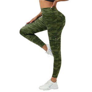 Women's Custom Camo Print Cargo <b>Leggings</b> <b>with</b> <b>Pockets</b> High-Waisted Butt-Lifting Design Breathable Spandex/Nylon Gym & Yoga Wear - Product Image 1