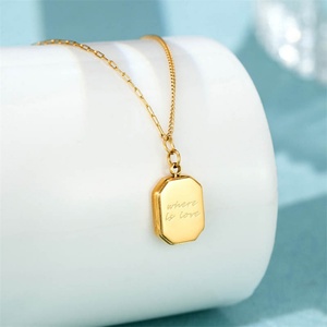 Wholesale Gold Plated Geometric Engraved Letter Dangle Charm <b>Necklaces</b> Jewelry - Product Image 3