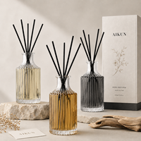 Diffuseur de parfum d'ambiance AIKUN 240ml en verre cannelé de luxe, Oud Ambré, longue durée, parfum naturel pour la maison, diffuseur d'arômes pour la décoration de la pièce