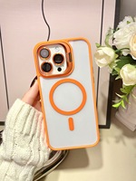 Étui magnétique transparent en PC et TPU avec support de téléphone et cadre métallique pour appareil photo pour iPhone 17 Pro Max avec protection d'écran de l'appareil photo