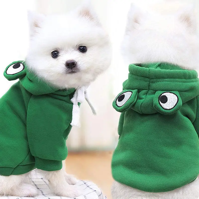 Manufacturer Wholesale Autumn and Winter Pet Clothes Frog Shape Dog Warm Hooded Sweatshirt