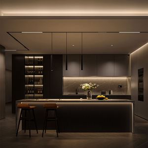 Usine de Foshan, conception personnalisée de cuisines modernes en contreplaqué et placage de bois, style luxueux, ensemble de cuisines modulaires avec îlot - Product Image 5