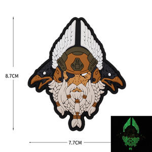 Badge Morale Viking <span class=keywords><strong>Invasion</strong></span> en PVC 3D Résistant à l'Eau, Motif Mythique Odin, Taille Personnalisable, Adhésif Souple pour Épingle ou Brassard - Product Image 2