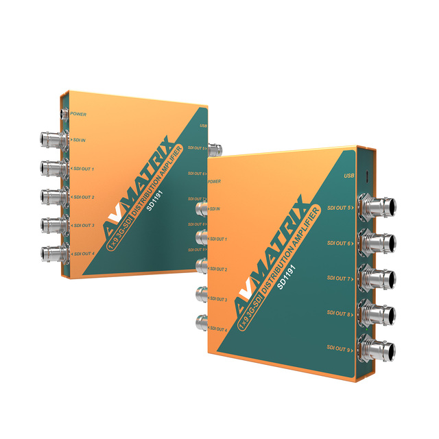 AVMATRIX SD1191 AMVMATRIX Best-selling 1 X 9 3G-SDI DVB-ASI Distribution Amplifier Splitter with 12V DC Power Supply USB Input