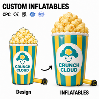 Structures gonflables publicitaires personnalisées pour événements, en PVC Oxford, motif dessin animé Popcorn, 2m et 2.6m, pour magasins et commerces alimentaires