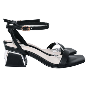 Ann'S Leg-Lengthening Strapless Sandals 4CM Block Heels <b>Padded</b> Anti-Friction Heel <b>Cushion</b> Square Toe Custom Metallic Core Heel - Product Image 2