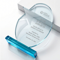 Trophée en cristal étoile filante personnalisé, plaque de reconnaissance d'entreprise en verre givré au design moderne