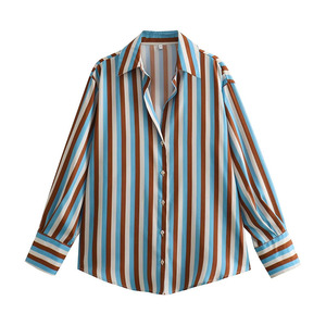 Chemisier Femme Été 2025 <span class=keywords><strong>Chic</strong></span> Tendance Vintage à Manches Longues, Blouse Classique en Satin Texturé, Hauts Décontractés Élégants - Product Image 5