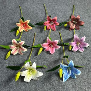 Bouquets de lys artificiels 3D en soie, fleurs réalistes, décorations de mariage - Product Image 2