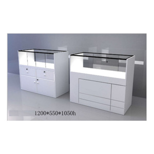 Modern White mobile phone / makeup tempered glass acrylic showcase cabinet display