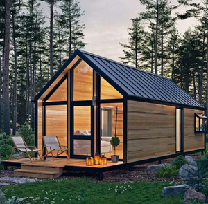 Maisonnette <span class=keywords><strong>Barn</strong></span> Tiny House moderne et mobile, en bois préfabriqué, avec grande fenêtre vitrée, à montage rapide, pour camping, complexe hôtelier et hébergement extérieur - Vente chaude - Product Image 1