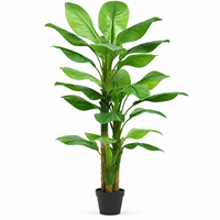 Arbre bananier artificiel de 1,5 m, plante tropicale artificielle avec feuilles réalistes pour la décoration de la maison, du bureau ou du porche.